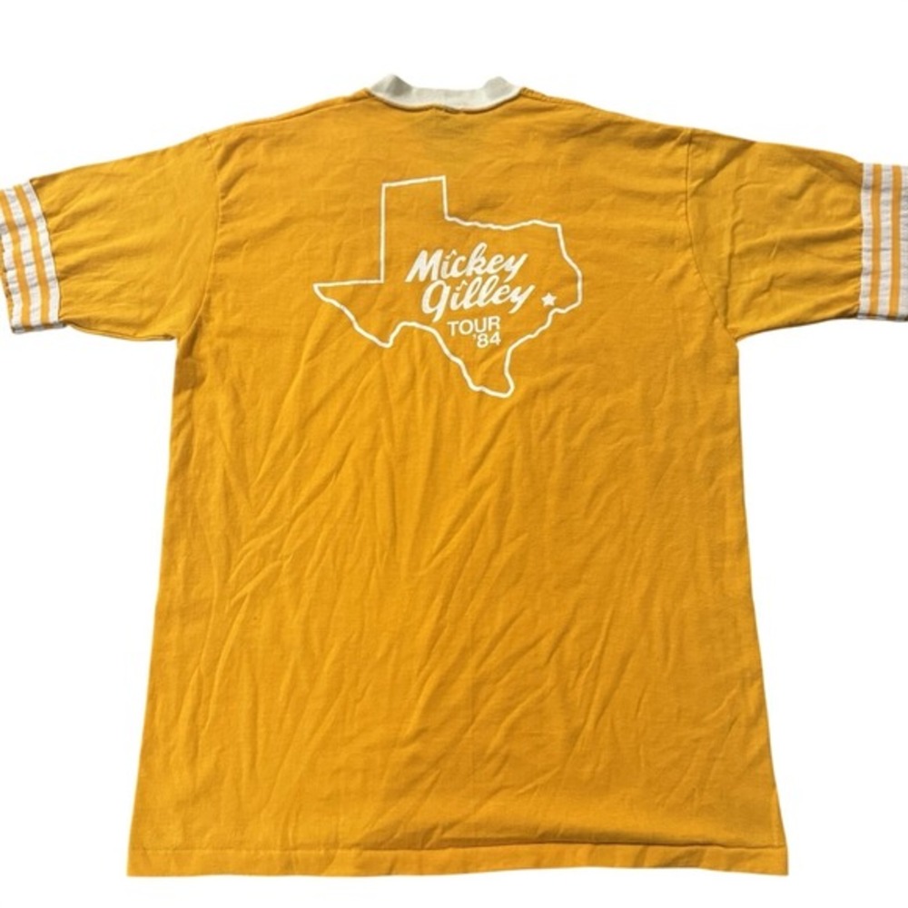Vintage 1984 Mickey Gilley Tour T Shirt‎ Jerzees Russell L Texas V Neck - Picture 2 of 7